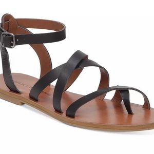 Women’s Lucky Brand Aubree Leather Crisscross Flats Sandals w/Buckle Size 8.5